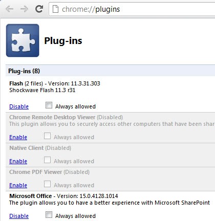 remove google chrome plugins